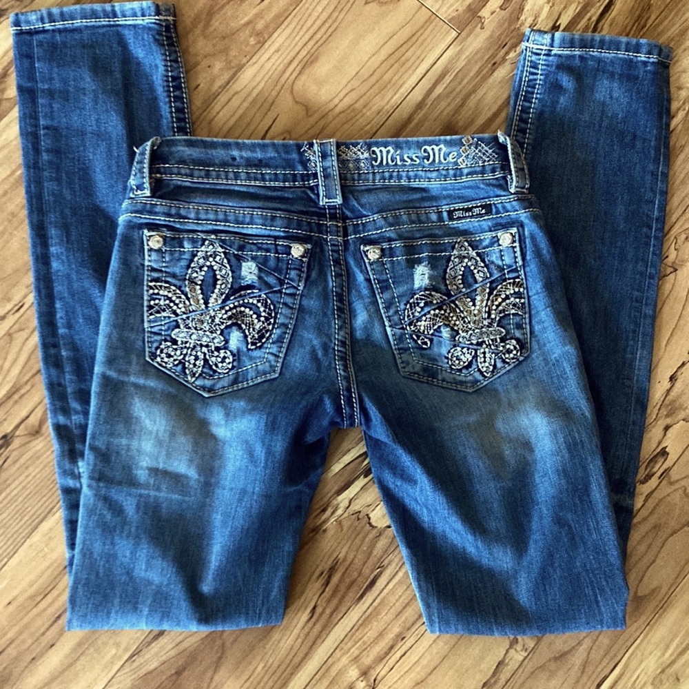 Miss me jeans size 25 skinny bling fleur De lis bling
